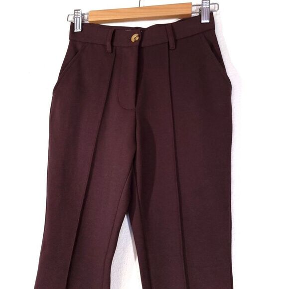 NWT Urban Outfitters UO Isabella Ponte High-Waisted Flare Pant in Chocolate XS - Picture 5 of 12